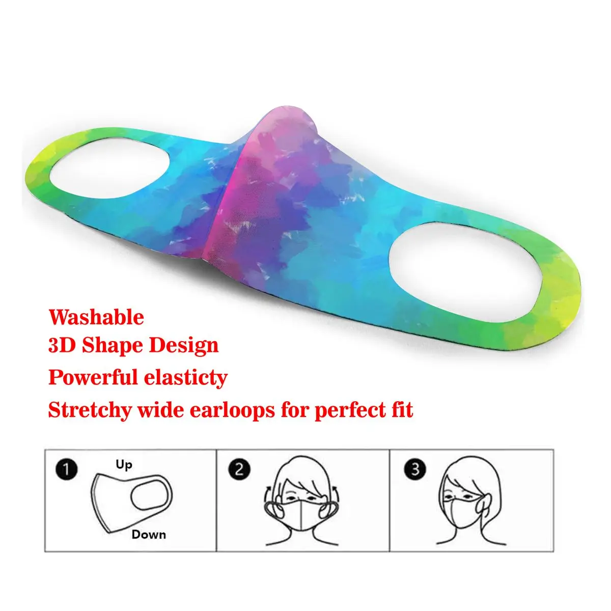 

Mouth Mask Rainbow Watercolor1 Dust Face Masks Cover Washable & Reusable for Adult Student Kids