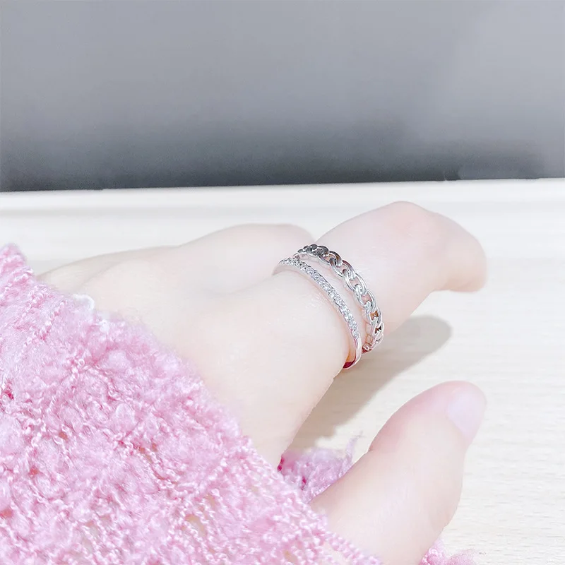 

Женское позолоченное кольцо в Корейском стиле, модное классическое Двухрядное открытое ювелирное изделие на указательный палец, оптовая п...