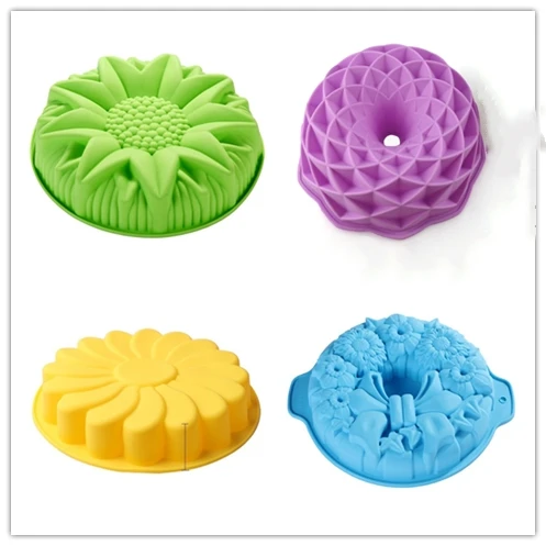 

DIY birthday wedding party 3D Bread Pastry mould Pizza Pan Silicone big Cake Molds Flower Crown shape Cake Bakeware Baking Tools