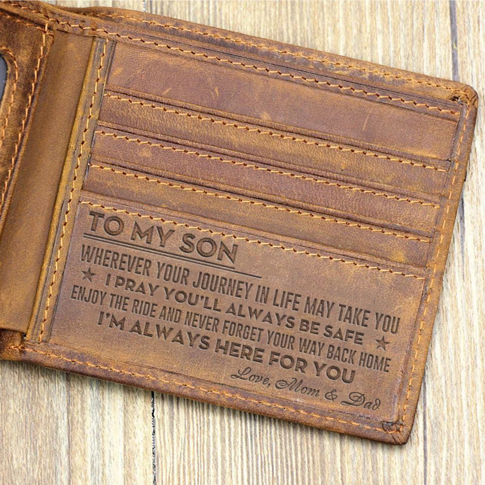"TO MY Son"-Custom Leather Wallet,Engraved Minimalist Gifts for men on Birthday,Graduation,Christmas Day Drop Shipping - Цвет: WCR3