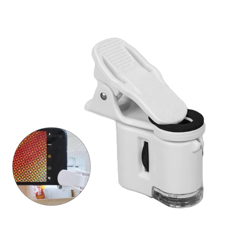 60X мобильный телефон Макрос микроскопа объектив зум Микро камера клип с led