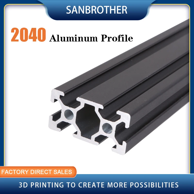 

1PC BLACK 2040 European Standard Anodized Aluminum Profile Extrusion 100-800mm Length Linear Rail for CNC 3D Printer