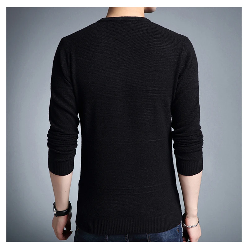 

New Autumn Winter Warm Cotton Sweater Men Fashion Solid Knitted Mens Sweaters Casual Male Slim Fit Pullover Top Clothing