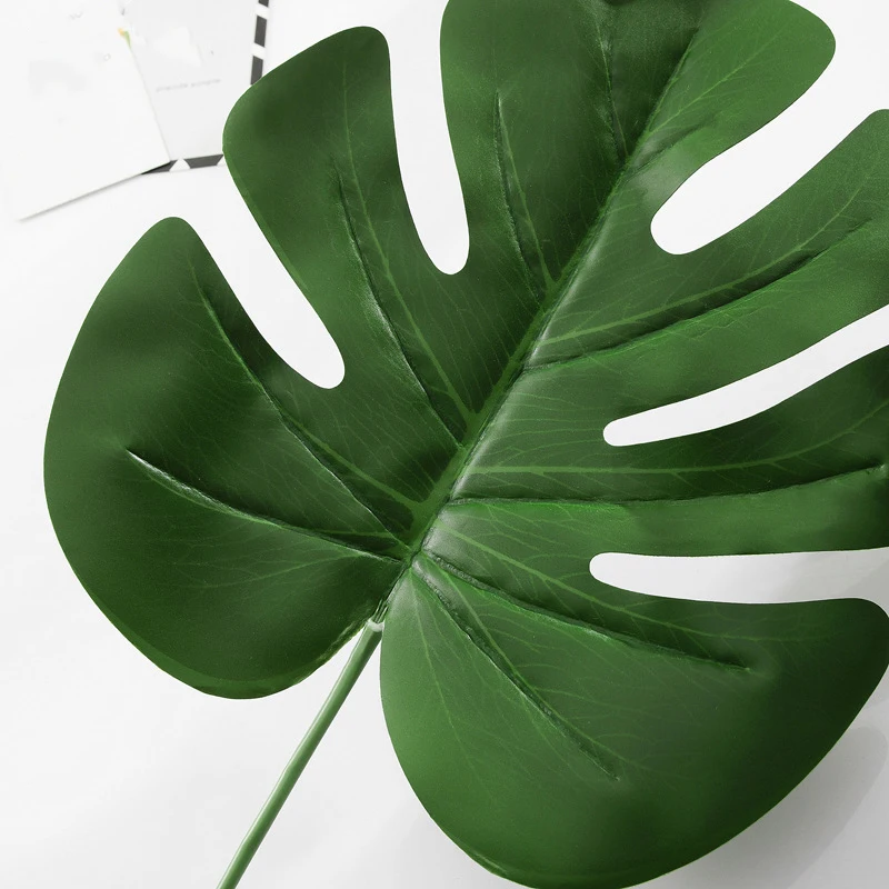 

3PC Simulation Rubber Turtle Back Leaves Artificial Plants Home Decoration Hawaii Theme Party Artificial Plants Wall Fake Leaves