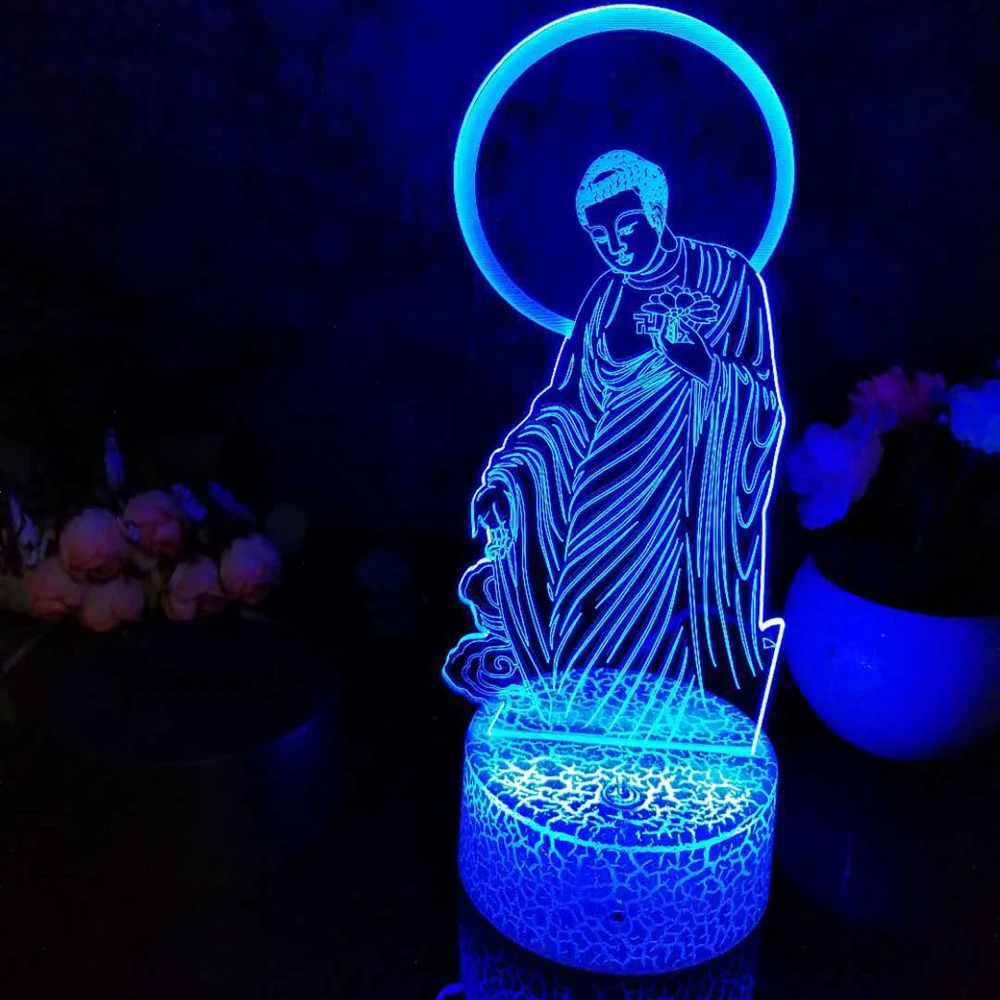 

Led 3D Night Light Buddha Pattern Nightlight for Child Bedroom Decor Desk Lamp 16 Color with remote