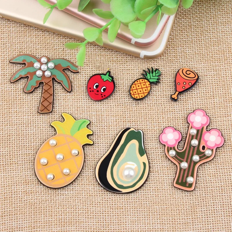 Ful Planar Resin Cabochons 10pcs/lot Cute Coconut Tree Pineapple Avocado Cactus Embellishments Scrapbooking Hair Clip Diy