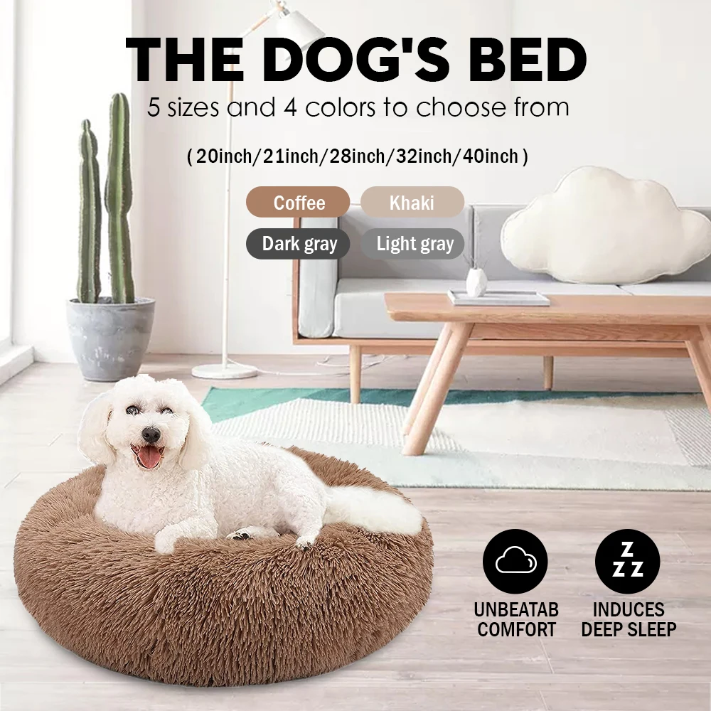 

Pet Dog Bed Super Soft Kennel Round Fluffy Cat House Warm Comfortable Sleeping Cushion Mat Sofa Washable Puppy Plush