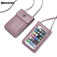 leather mobile phone bag mini messenger bag womens touch screen mobile phone bag handbag purses lady wallet bags women