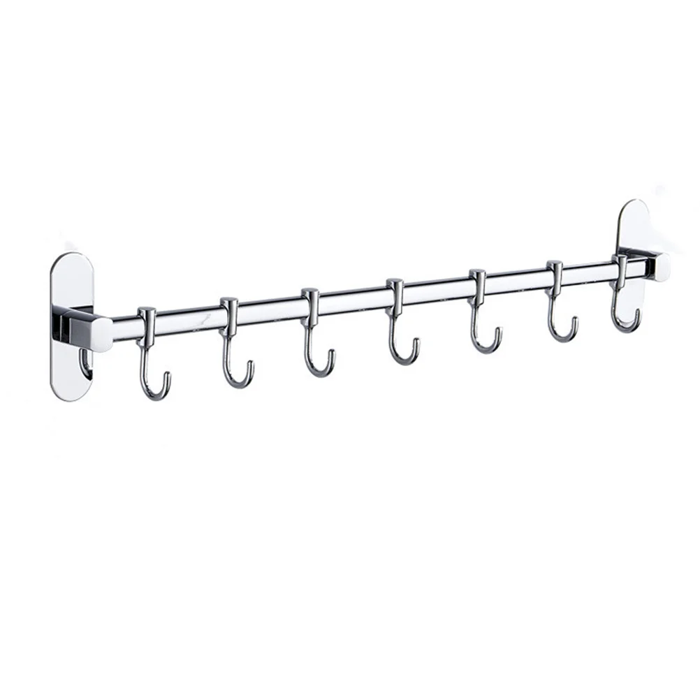 

1 Pc Kitchen Hanging Rod with Movable Hooks Wall-mounted Storage Rack Row Hook