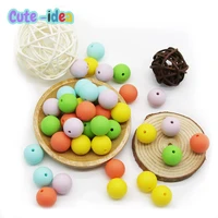 cute idea 12mm 50pcs silicone beads round loose pearl soft chewable teether bpa free pacifier teething chain food grade