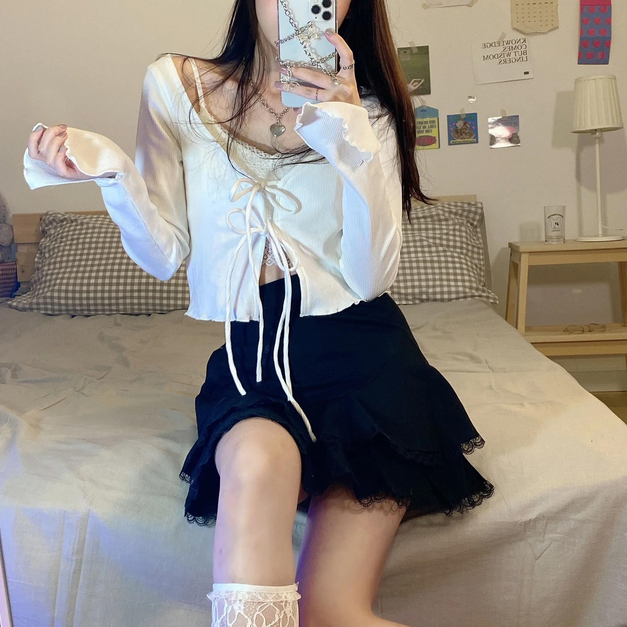 Корейская летняя тонкая рубашка бандажный короткий солнцезащитный кардиган