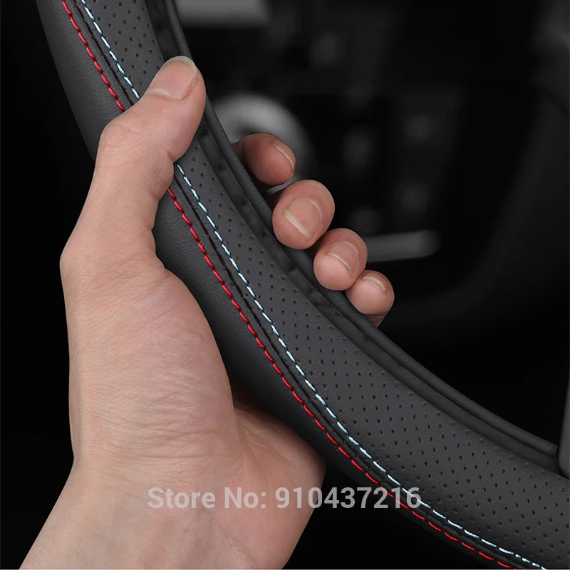 Чехол рулевого колеса автомобиля универсальная черная кожа подходит для Hyundai Sonata