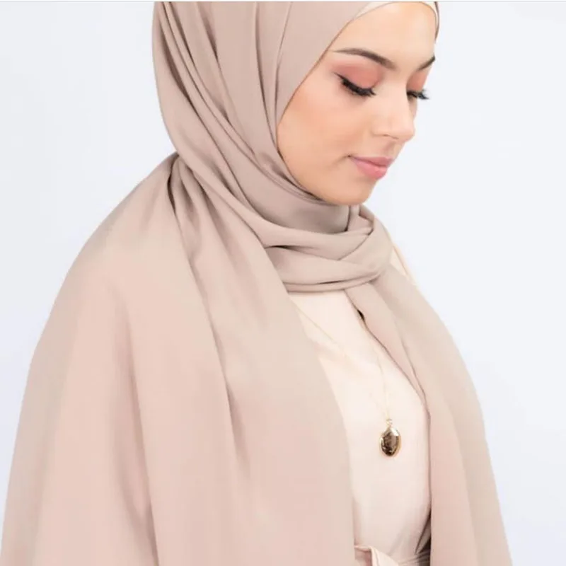 

good stitching stitch plain high quality premium heavy Chiffon hijab scarf Malaysian Women's scarves hijabs long shawl shawls
