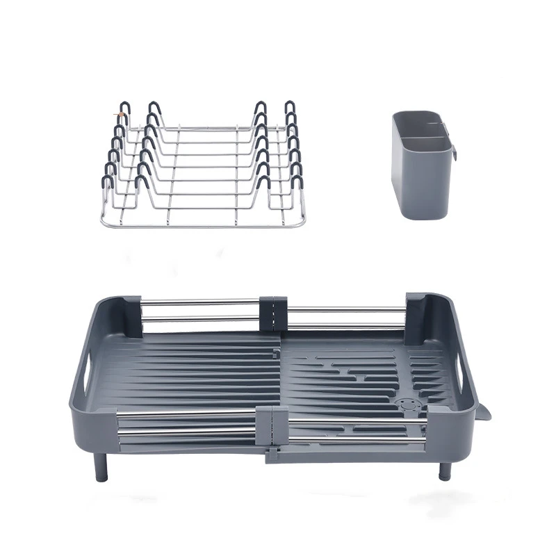 adjustable 304 stainless steel kitchen dish drying rack plates organizer drainer dinnerware cutlery storage container holder free global shipping