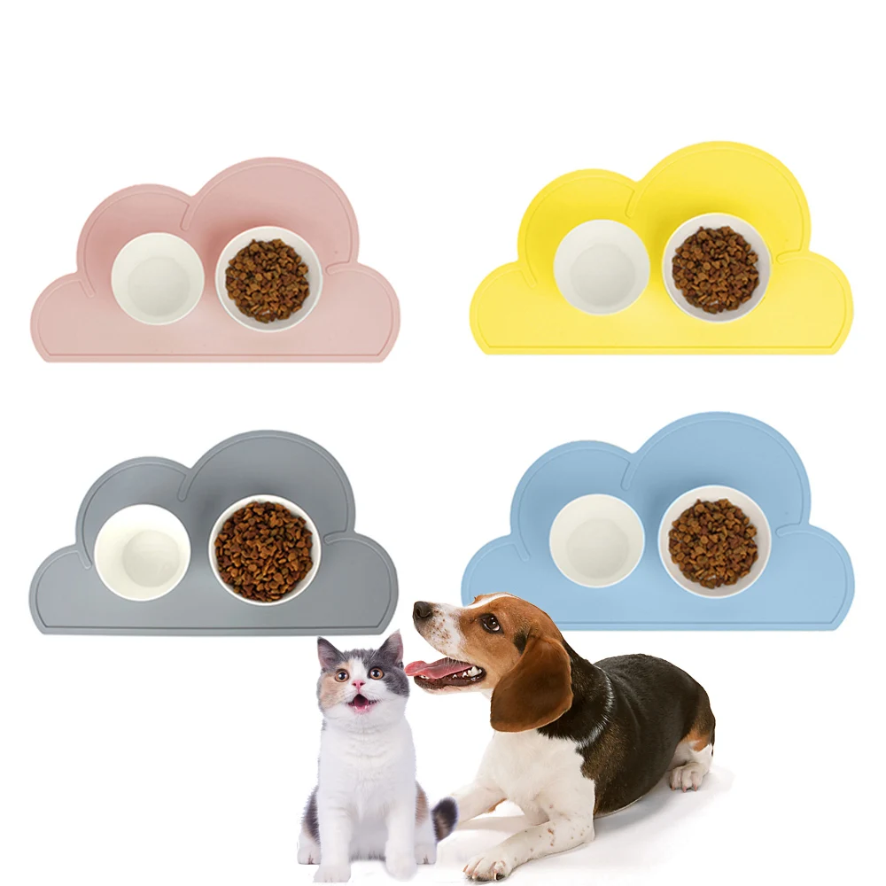 Silicone Pet Dog Placemat Waterproof Cloud Shape Feeding Mat Pad For Cat Easy Washing Bowl Food Drinking Water Pet Supplies