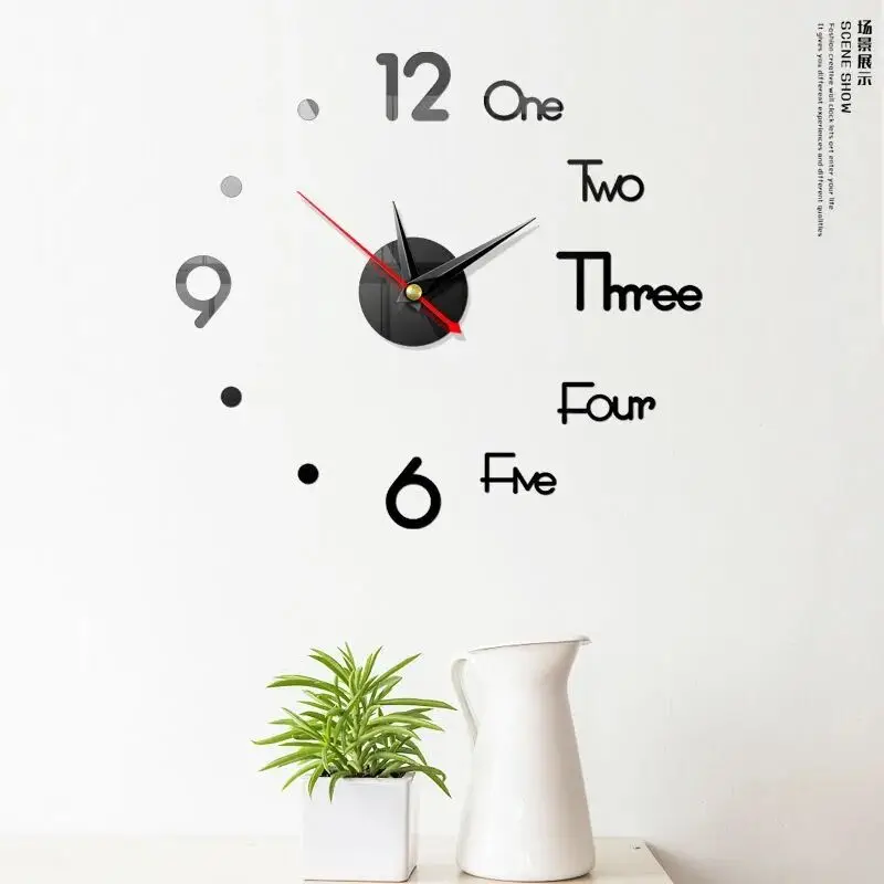 

Muhsein Home Decor Wall Clock Small Size Clock DIY Wall Sticker Clock Mute Quartz Watch Decor Kids Room Office Liveroom For Gift