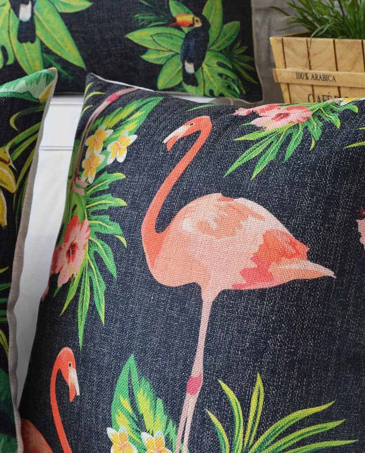 Фламинго попугаи тропический лес естественная жизнь бросок массажер