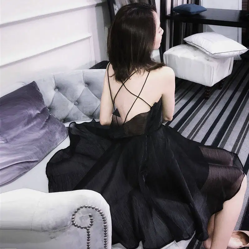 Летнее платье на бретелях с открытой спиной кружевное Сетчатое женское