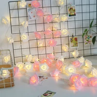 battery powered 1m2m led rose flower string lights holiday valentines day wedding birthday party decor garland