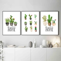 nordic minimalist green plant posters and prints wall art canvas painting home quote cactus wall art pictures modern home decor