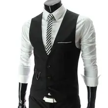 Colete masculino sem mangas com decote em v, roupa de blazer de cor sólida, com bolso em botão, moda quente, 40% (2)