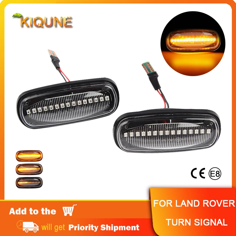 

2Pcs Side Marker Lights Dynamic Turn Signal For Land Rover Defender 1983-2016 Discovery II 1998-2004 Freelander I 1997-2014