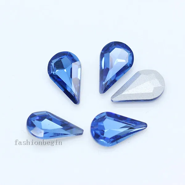 mid sapphire 30p 5x8 мм каплевидный цвет точка фольгированный назад стеклянный модный Камень Кристалл Стразы капелька дизайн ногтей украшения ювелирных изделий - Цвет: mid sapphire