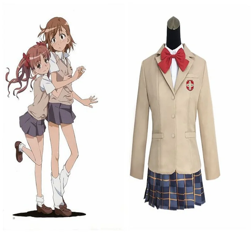 

Unisex Japan Anime Cos To Aru Majutsu no Index Cosplay Costumes Suit Sets Misaka Mikoto Cosplay Maid apron dress