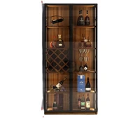 double door with lig lights light luxury high end wine cabinet modern minimalist glass door nordic floor side cabinet bar shelf