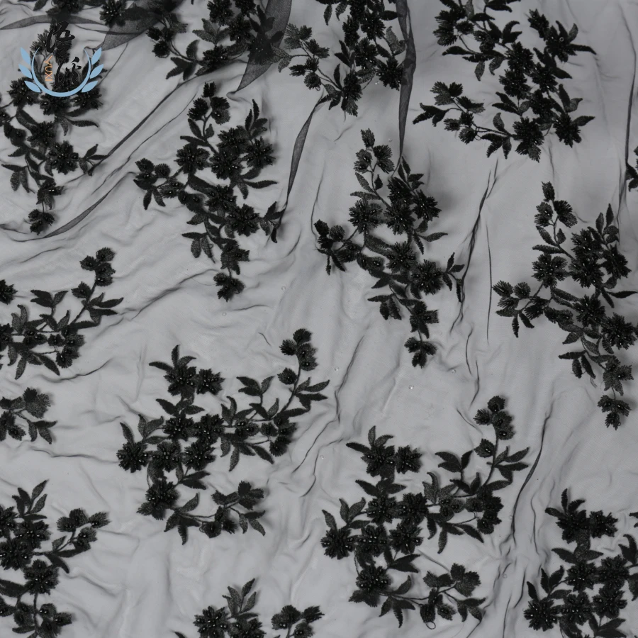 5 ярдов Новая трехмерная ткань с вышивкой ажурное волокно Ткань пятно вышивка