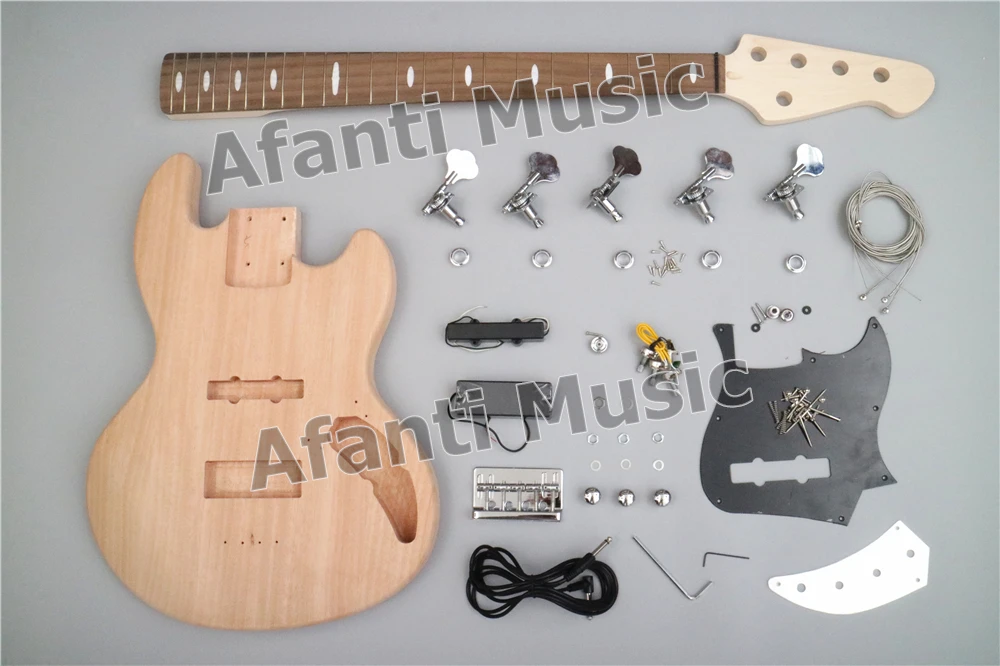 

Afanti Guitar Kit Part Body Neck Semi-finished Unfinished Part Neck 5 Strings DIY Electric Guitarra Kit / Bass Kit (ABK-816)