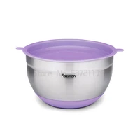 304 stainless steel mixing bowl with lidnon slip silicone bottom diy cake bread salad whisk mixer nesting storage