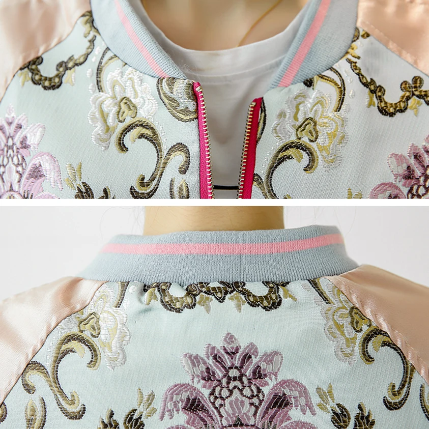 Женская куртка с вышитыми цветами бейсбольная форма в стиле пилота костюм на