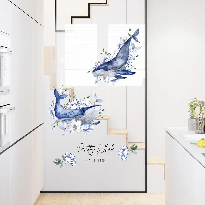 Рисованной Акула Водонепроницаемый влагостойкий съемные самоклеящиеся обои на