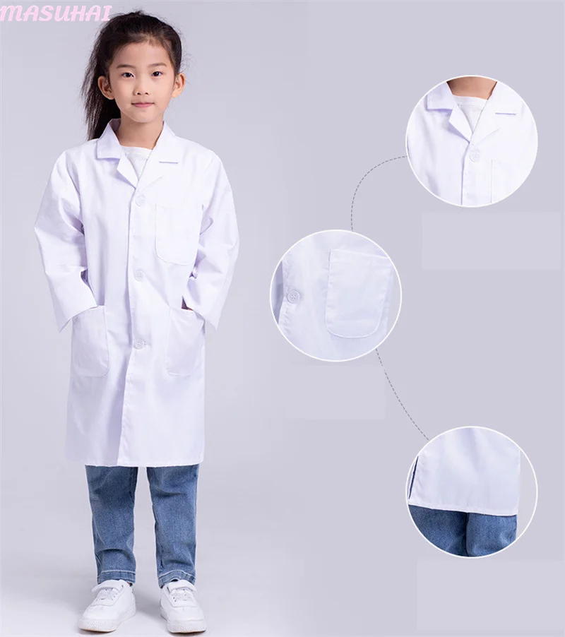 

MASUHAI customizable logo wholesale Kindergarten children white coat doctor scientific laboratory suits primary students cosplay