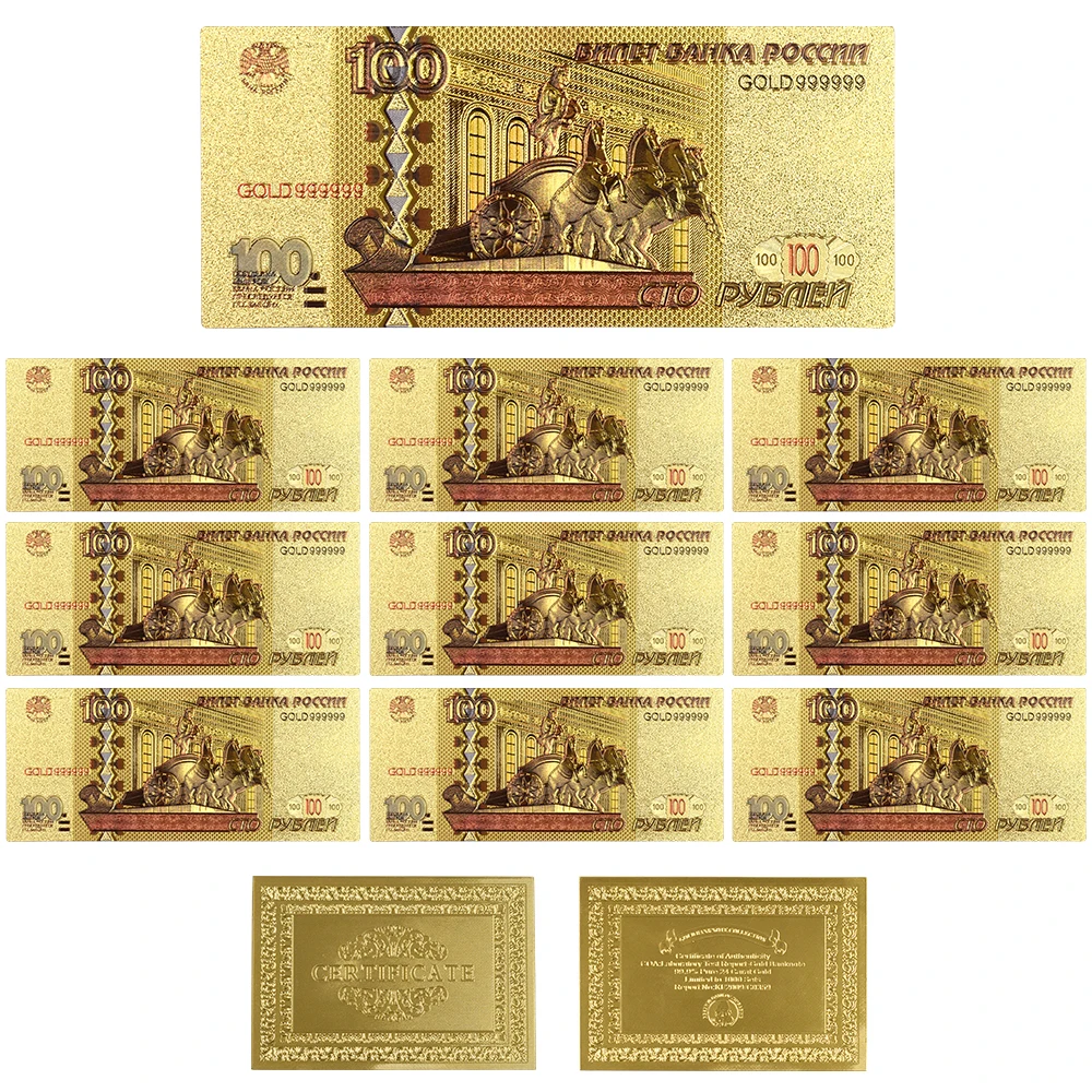 style 6 10 шт./лот новые продукты Цвет Российская банкнота АРК банкнот 100 рублей банкнот в центре сообщений в течение 24k Gold Бумага деньги для коллекции - Цвет: style 6