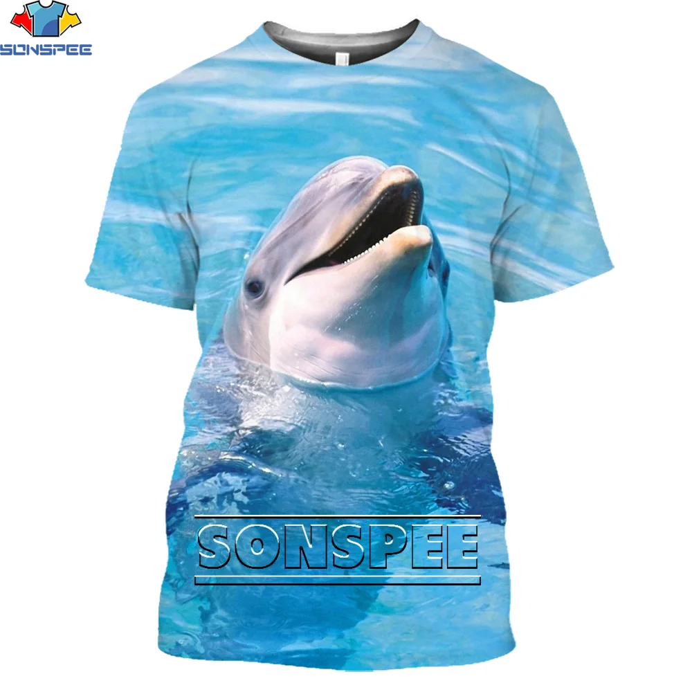 

SONSPEE Dolphin Summer New Boys And Girls Classic T-shirt 3D Printing Top 2021 Kawaii Harajuku Style Animal Short Sleeve