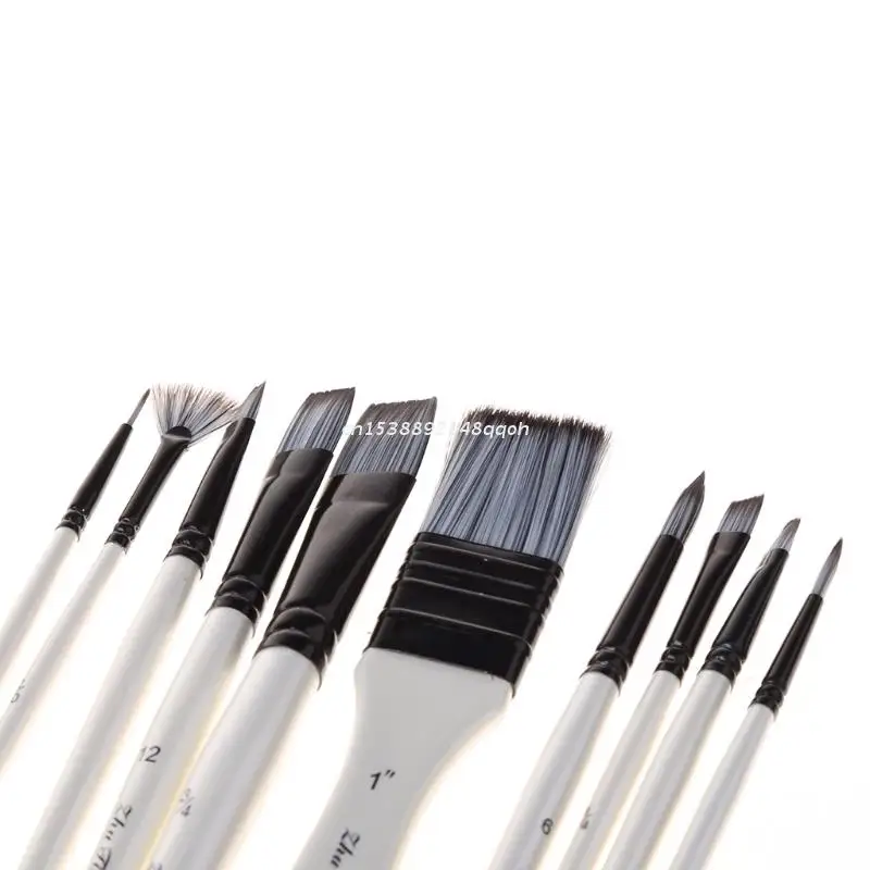 

10Pcs Nylon Hair Art Painting Brushes Set Acrylic Oil Watercolor Artists Paint Brush Set Drawing Supplies Dropship