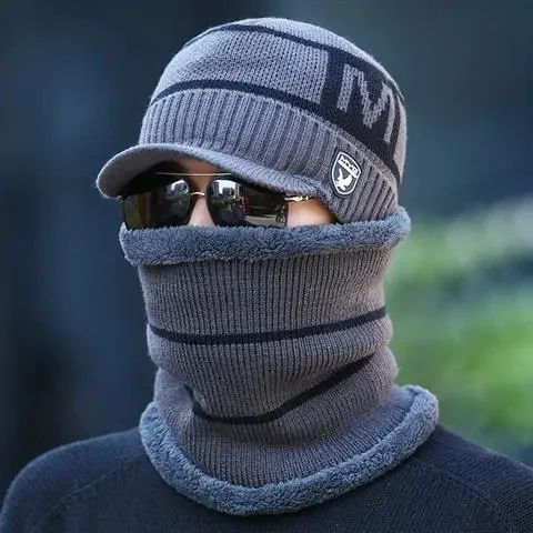 

Beanies Men Scarf Knitted Hat Cap Male Plus Gorras Bonnet Warm Wool Thick Winter Hats For Men Women Beanie Hat