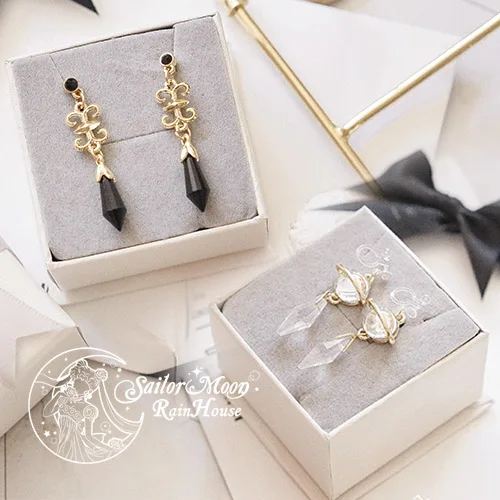 Сейлор Мун Сатурн из аниме Черная Женская 925 серебро блестящая серьга