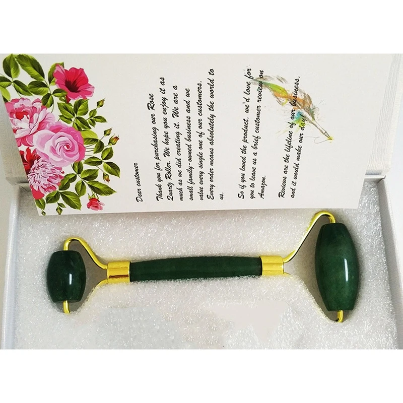 

Natural Stone Jade Roller Roller Double Head Jade Massage Roller with Fixed Point Real Stone Facial Massager for Skin Care with