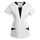 Корейский вариант, спа-униформа, Женский Топ для салона красоты, облегающая, Медицинская туника, однотонная блузка с коротким рукавом, в стиле пэчворк, A50