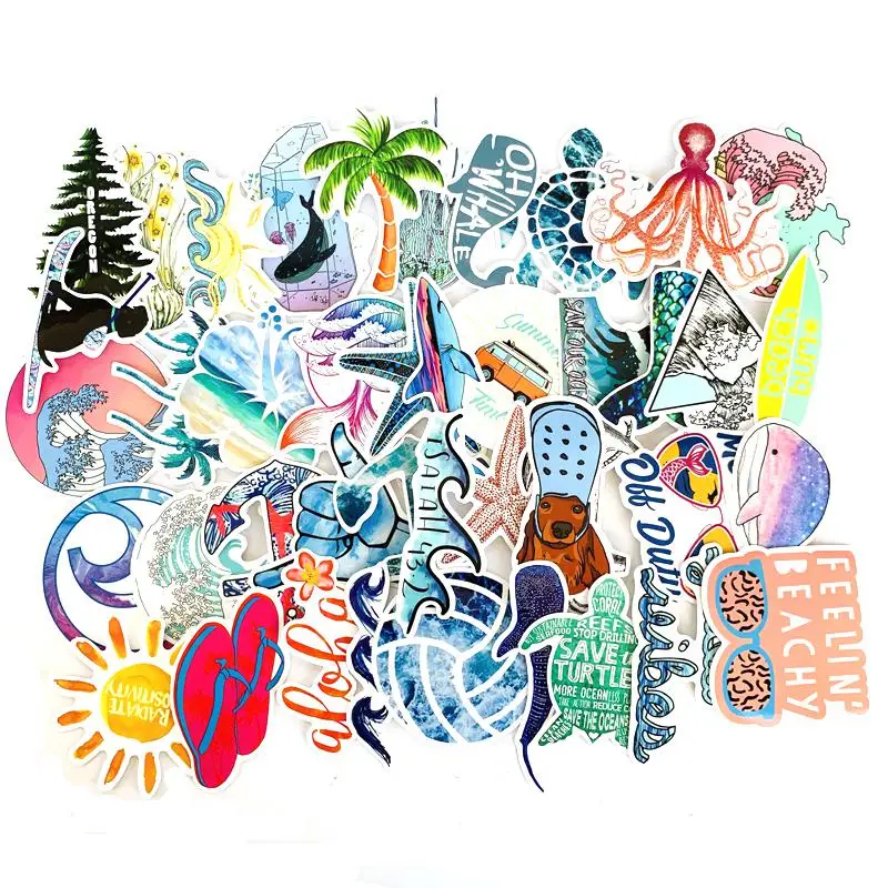 50 шт. Летняя Пляжная наклейка s морская черепаха VSCO для ноутбука холодильника