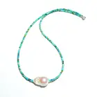 Ожерелье-чокер Lii Ji, настоящая бирюза, лабрадорит, лунный камень, барокко, жемчуг, богемное ожерелье, 925 пробы, серебро, женские украшения