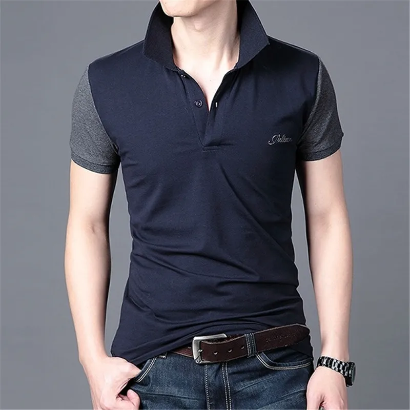 Fashion Men's Summer Casual Cotton Stand Collar Short Sleeve Slim Fit T-shirt Button Polo Shirt Tops stand collar raglan sleeve button design t shirt