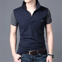 fashion mens summer casual cotton stand collar short sleeve slim fit t shirt button polo shirt tops