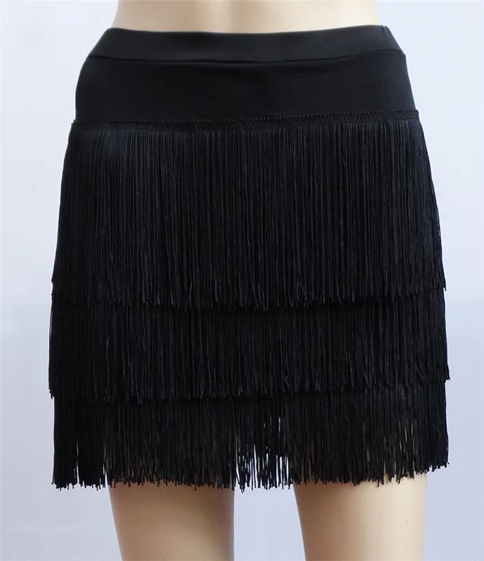 Adult Latin Dance Skirt Women's High Quality Fringed Lady Cha Rumba Samba Fringe Sexy Practice Clothing | Тематическая одежда