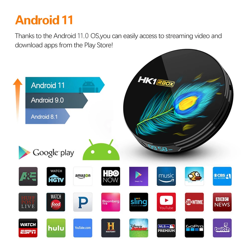 

Android 11 TV Box 4GB RAM 32GB/64GB ROM 2.4G /5G Dual Band WiFi for Home TV Top Box