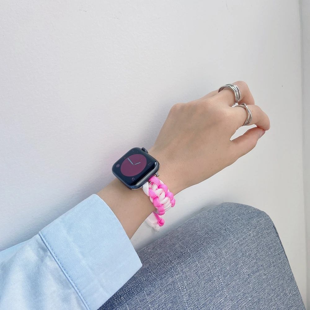 Ремешок плетеный нейлоновый для Apple Watch Series 3 2 1 40 мм 44 многоцветный Браслет iWatch 38 42