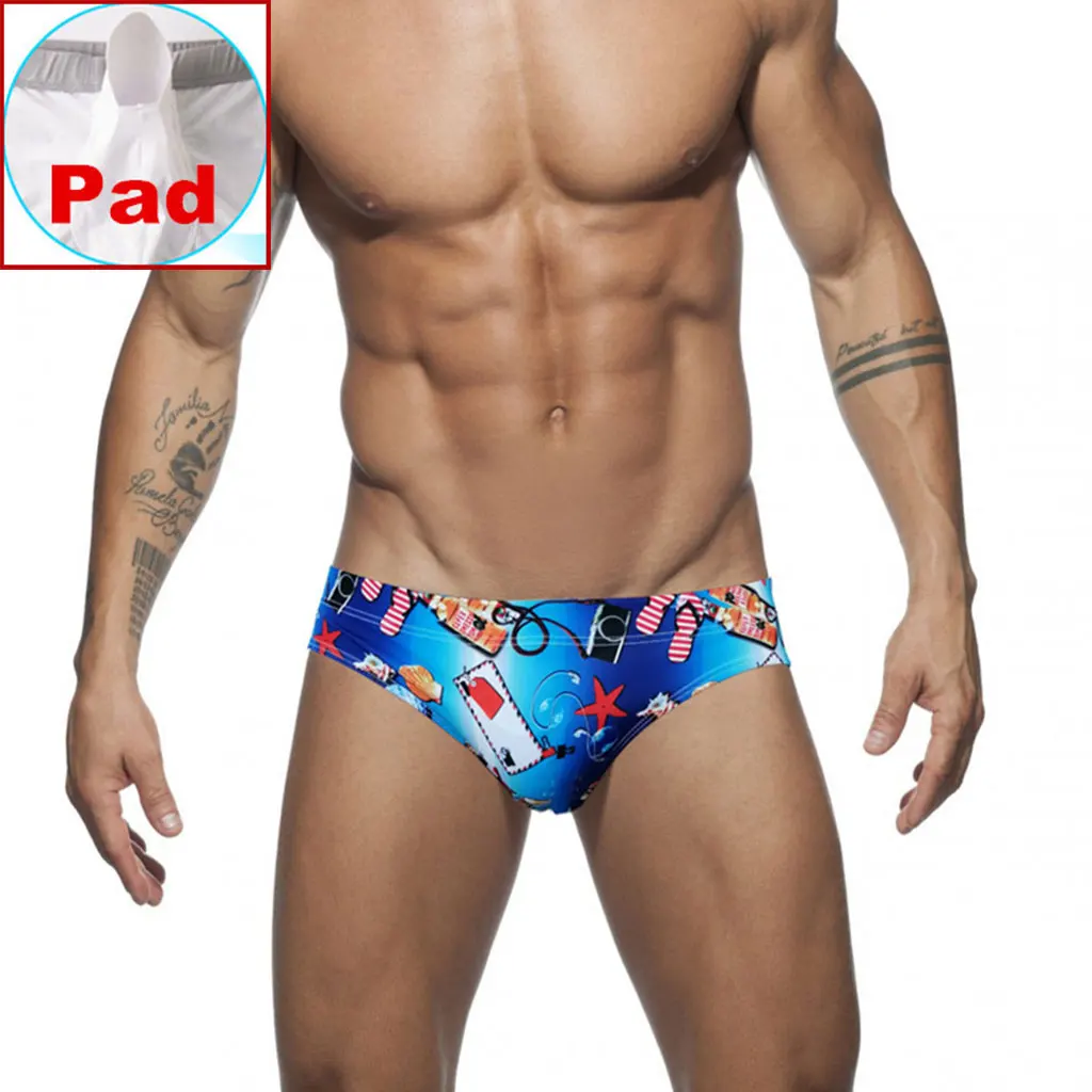 

Men's Push Up Swimwear Bikini Swimming Briefs Pad Swimsuits Designer Pouch Printed Board Surf Shorts Trunks Beachwear Low Rise